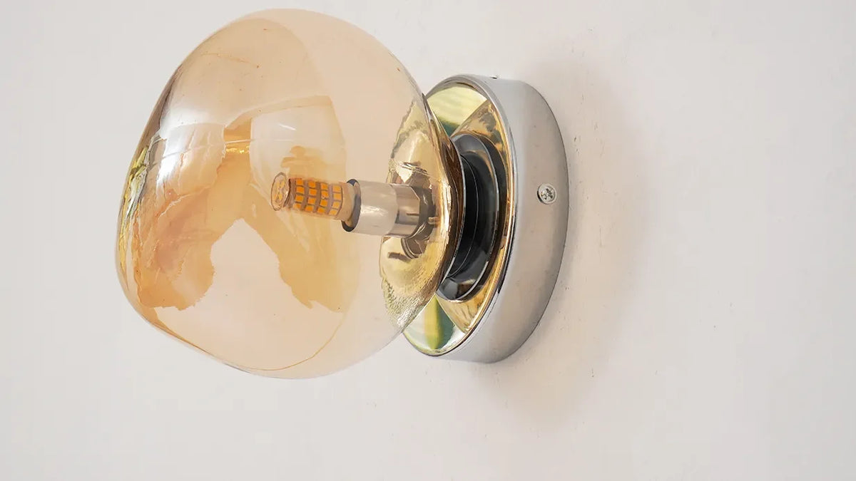 Glass Wall Lamp with Metal Frame | Two Sizes, Thin or Thick Glass | Soft Ambient Light for Bedrooms & Living Rooms