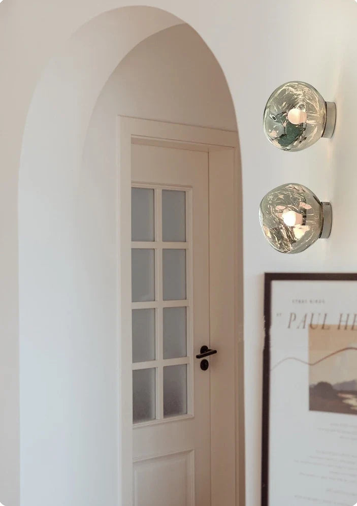 Glass Wall Lamp with Metal Frame | Two Sizes, Thin or Thick Glass | Soft Ambient Light for Bedrooms & Living Rooms