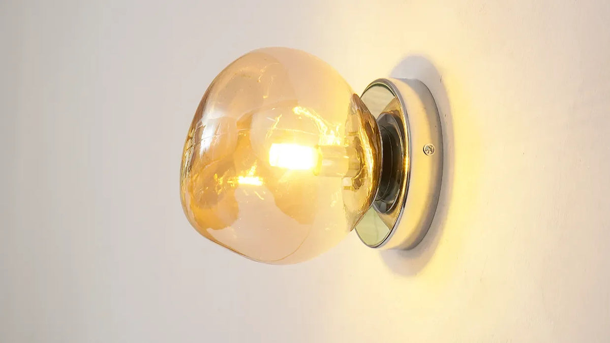 Glass Wall Lamp with Metal Frame | Two Sizes, Thin or Thick Glass | Soft Ambient Light for Bedrooms & Living Rooms