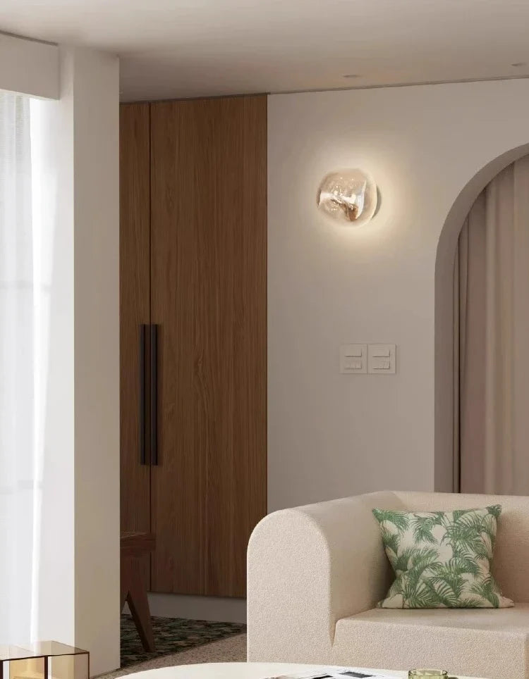 Glass Wall Lamp with Metal Frame | Two Sizes, Thin or Thick Glass | Soft Ambient Light for Bedrooms & Living Rooms