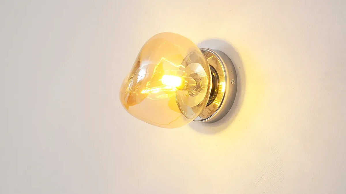 Glass Wall Lamp with Metal Frame | Two Sizes, Thin or Thick Glass | Soft Ambient Light for Bedrooms & Living Rooms