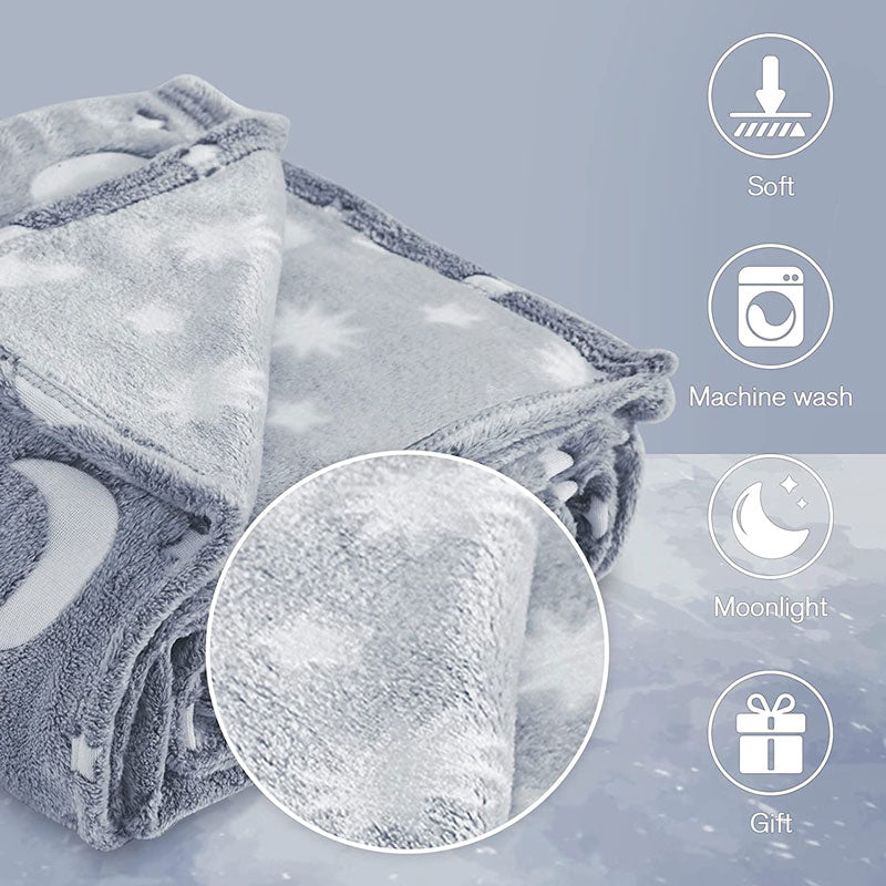 Glow in the Dark Blanket Microfibre | Rechargeable Celestial Glow Lasts Up to 6 Hours | Soft, Breathable Comfort Throw