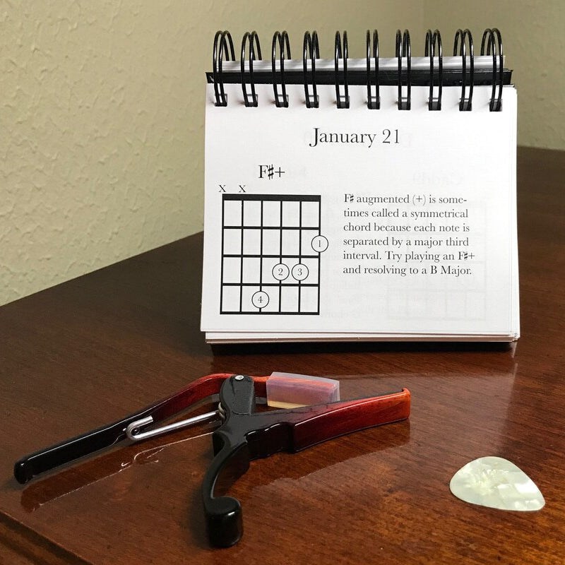 Guitar Chord Desk Calendar | 365 Page-a-Day Format, Undated for Any Year | Learn a New Chord Daily with Guitarist Birthdays