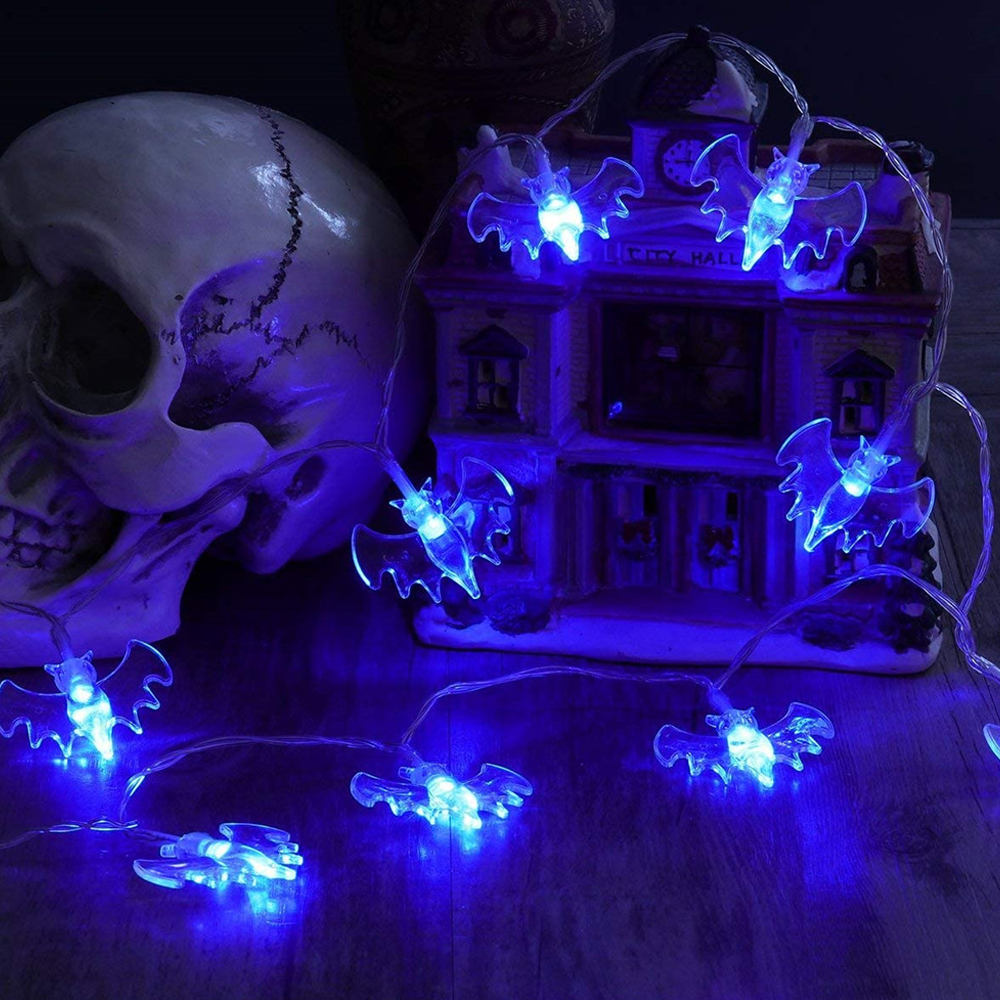 Halloween Bat String Lights | LED Indoor Outdoor Decor | PVC Weatherproof, Hangs on Pathway, Porch or Garden Fence