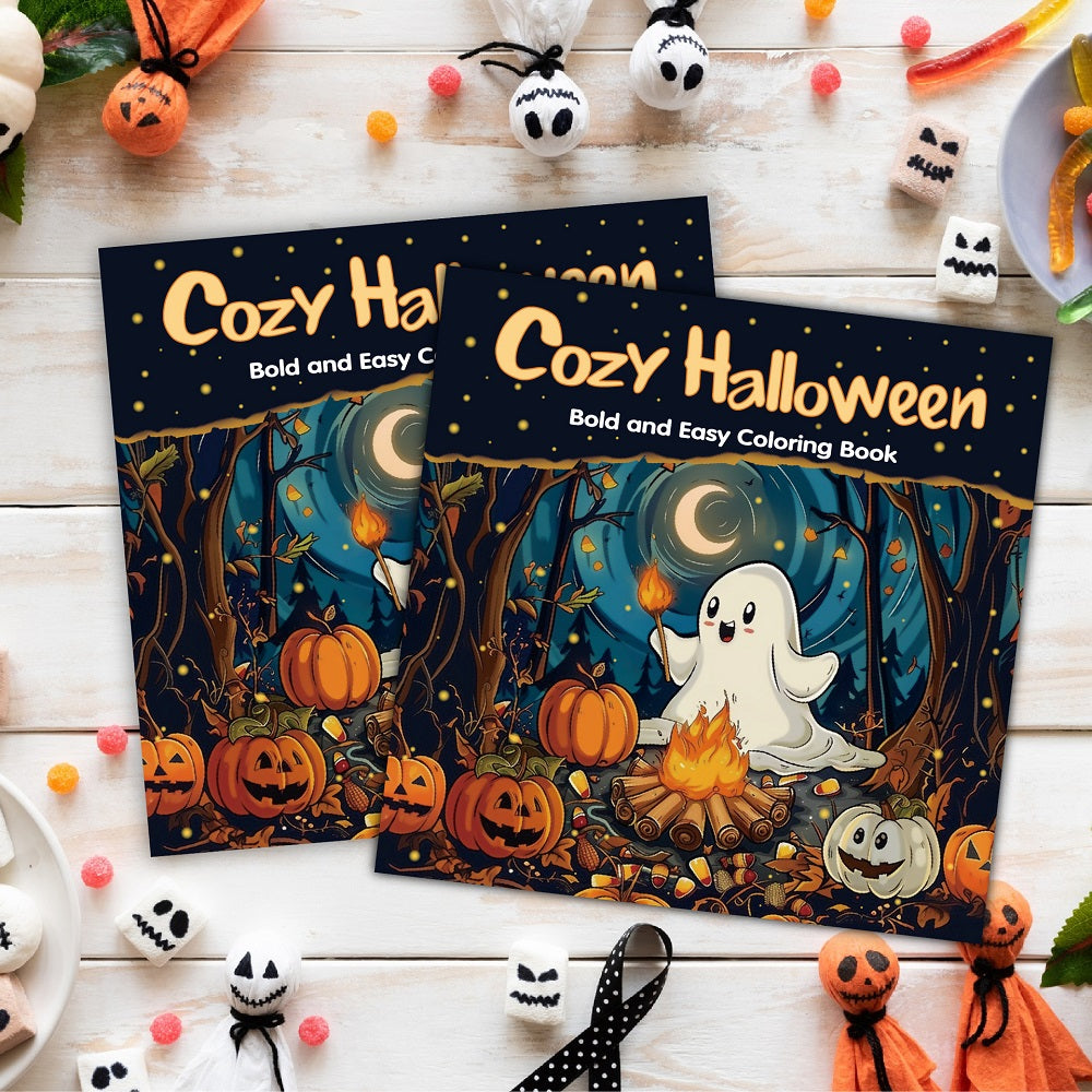 Halloween Colouring Book for Adults and Teens | Bold Easy Designs, Thick Single-Sided Paper | Mindful Stress Relief Gift