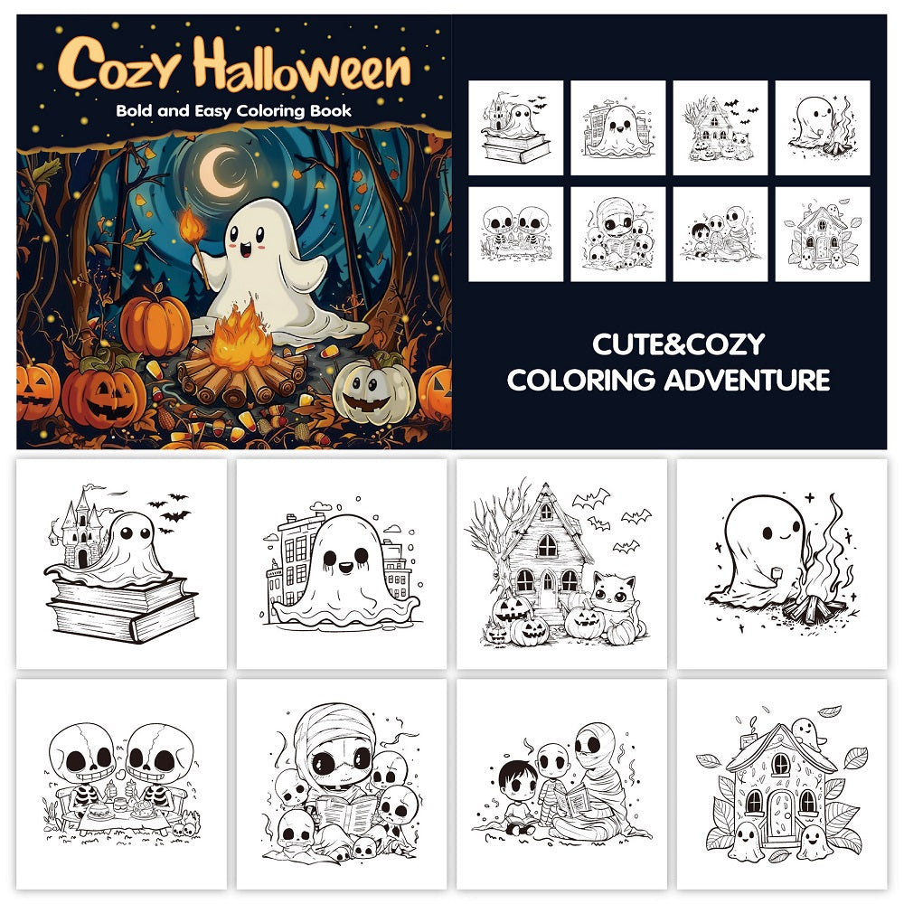 Halloween Colouring Book for Adults and Teens | Bold Easy Designs, Thick Single-Sided Paper | Mindful Stress Relief Gift