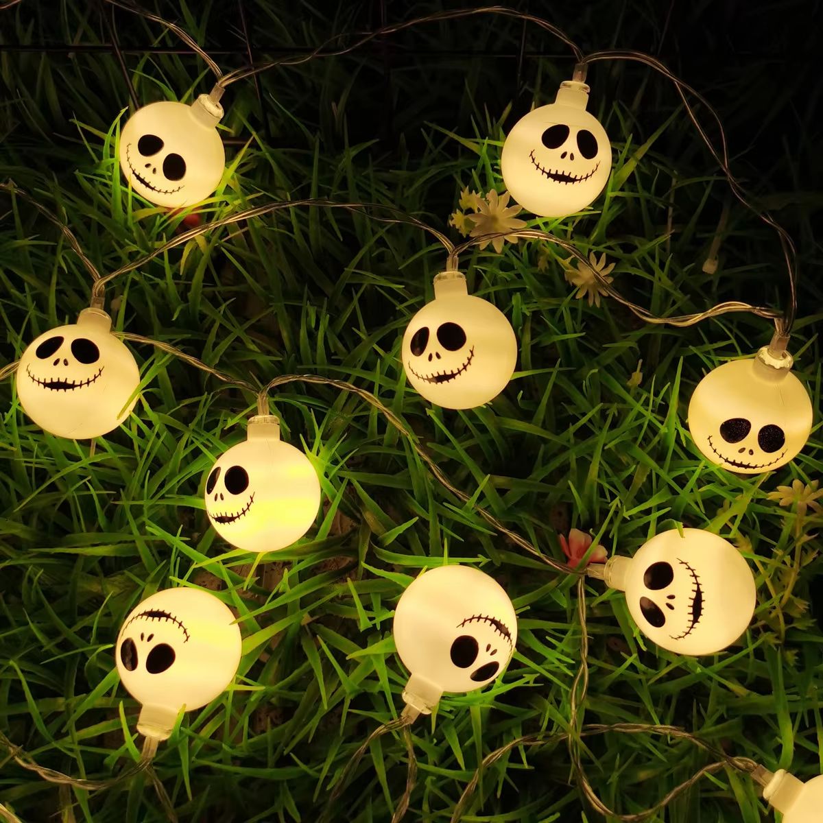 Halloween Face String Lights | Battery or USB Powered LED with Multiple Light Counts | Indoor Outdoor Spooky Home Decor