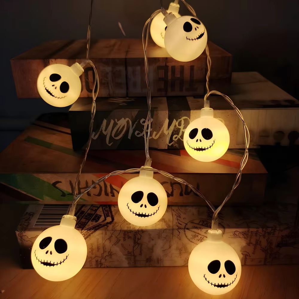 Halloween Face String Lights | Battery or USB Powered LED with Multiple Light Counts | Indoor Outdoor Spooky Home Decor