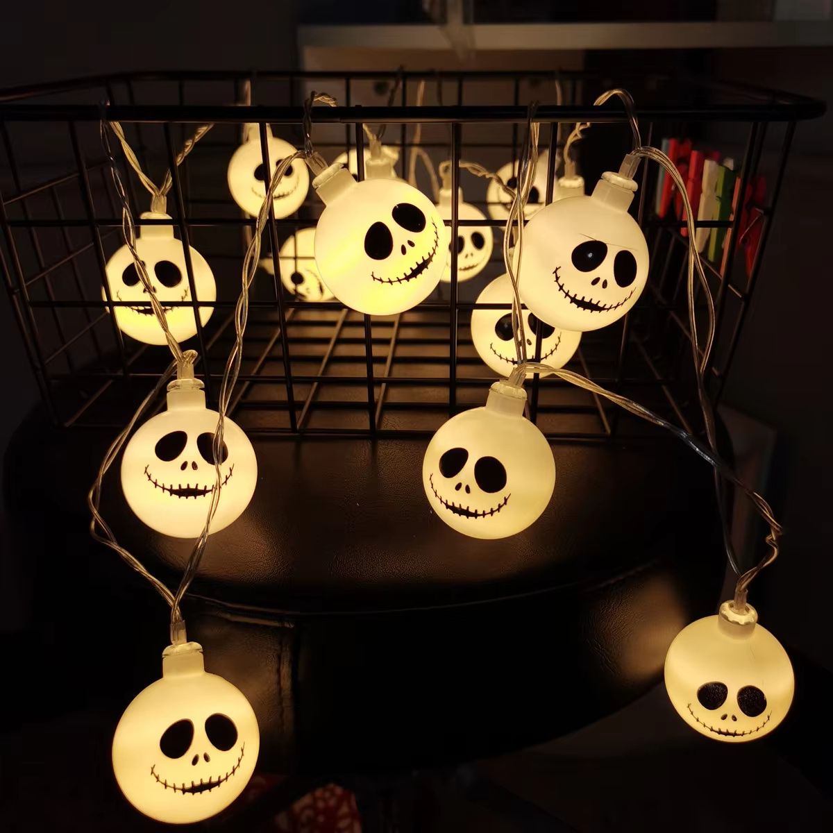 Halloween Face String Lights | Battery or USB Powered LED with Multiple Light Counts | Indoor Outdoor Spooky Home Decor