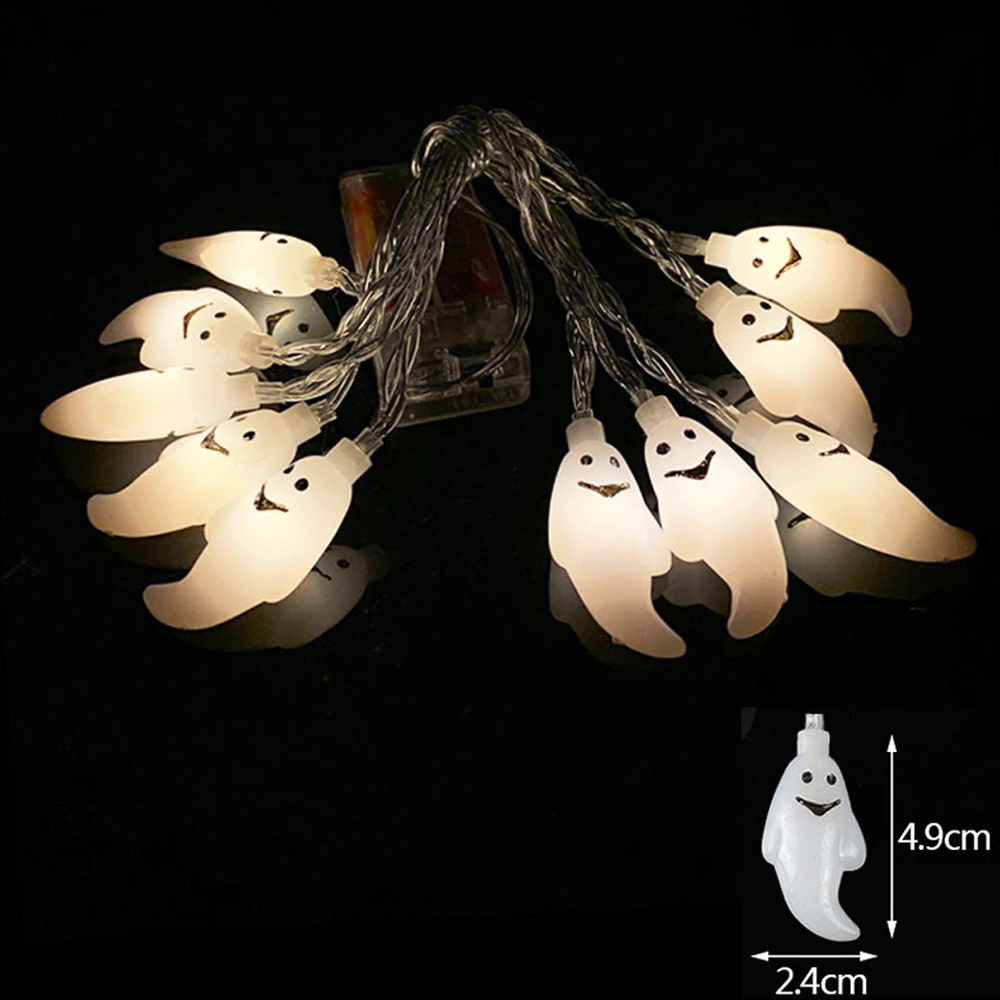 Halloween Ghost String Lights LED | Mini Ghost Shaped Bulbs for Spooky Décor | Weather Resistant Indoor Outdoor Use