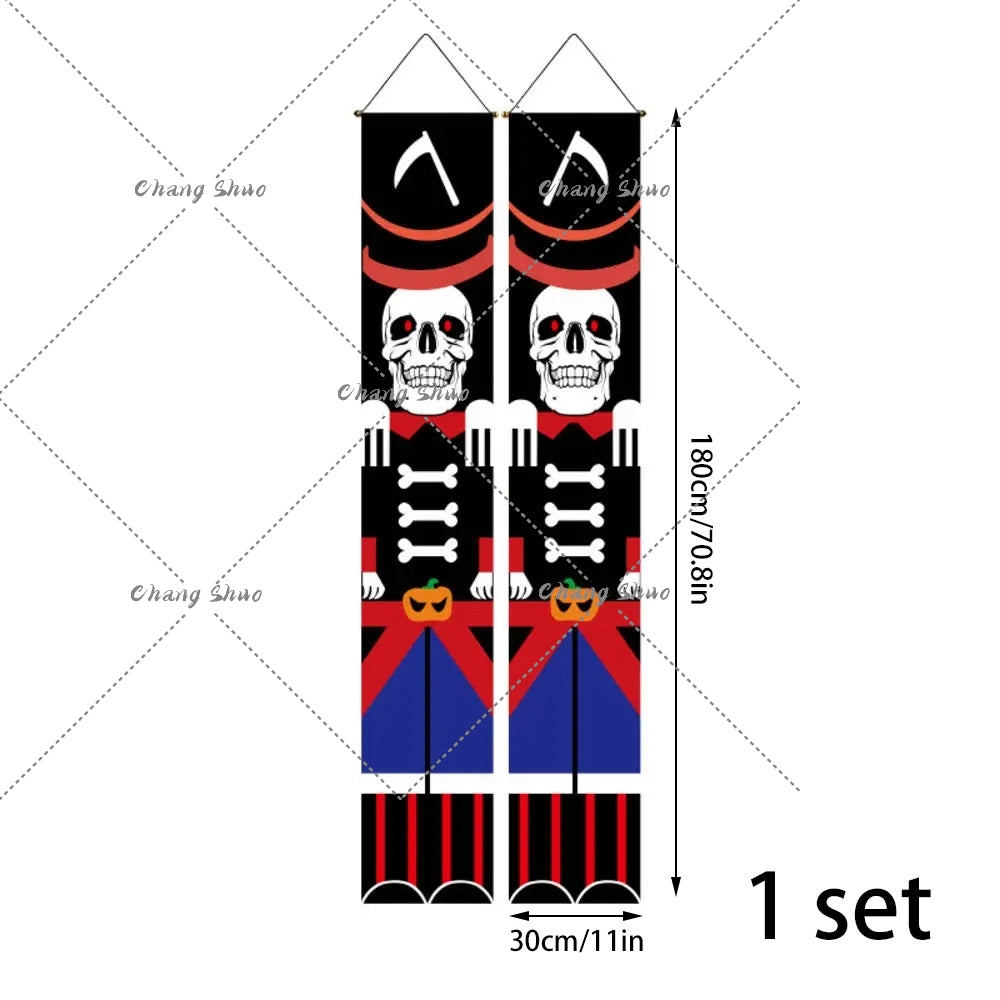 Halloween Hanging Door Curtain Banner | Pumpkin and Ghost Design, Pre-Assembled and Reusable | Trick or Treat Party Décor