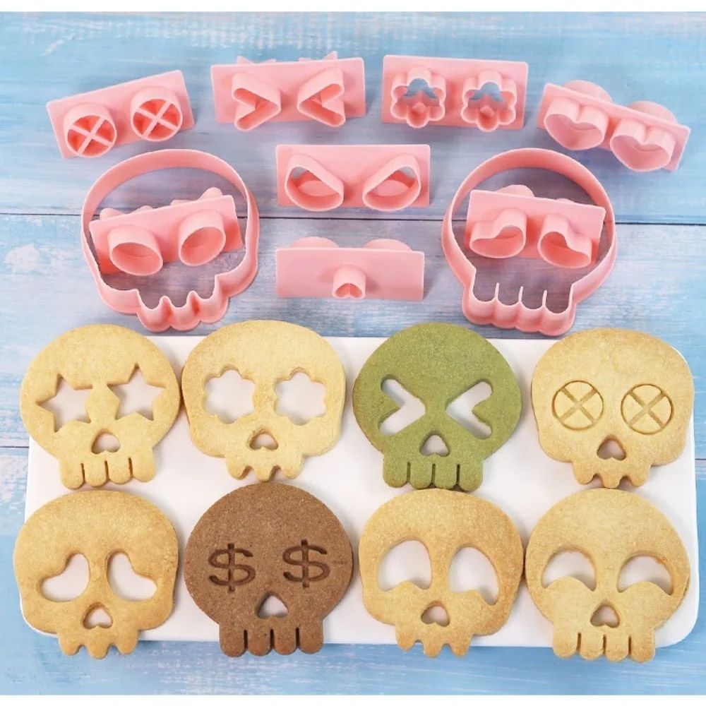 Halloween Mini Cookie Cutter Set | Pumpkin, Skull & Ghost Shapes | Stainless Steel Baking Molds for Fondant & Icing