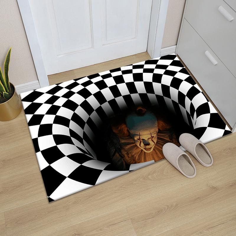 Halloween Optical Illusion Doormat | Non-Slip Polyester Felt Cover | UV-Resistant Indoor and Outdoor Entrance Mat