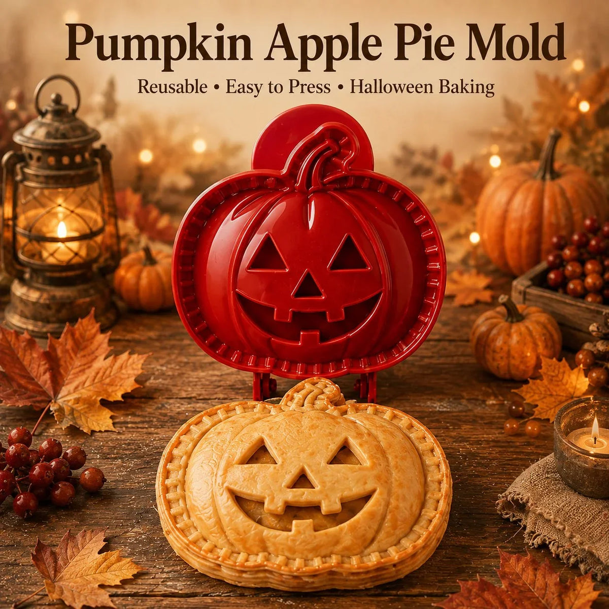 Halloween Pie Mould Hinged Plastic 8 Spooky Shapes with Snap-Seal Edges