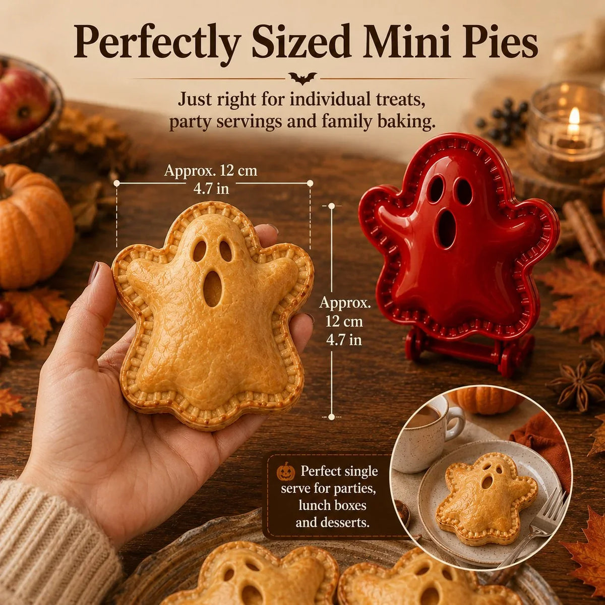 Halloween Pie Mould Hinged Plastic 8 Spooky Shapes with Snap-Seal Edges