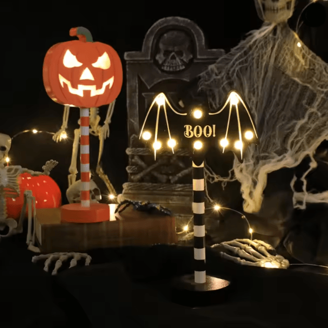 Halloween Pumpkin Ghost LED Night Light | Waterproof, Battery Powered | Cosy Glow for Porch, Garden & Indoor Decor