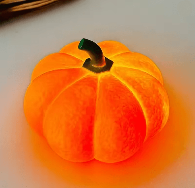 Halloween Pumpkin LED Night Light | Battery Powered Cordless Lantern | Warm Flicker-Like Glow for Cosy Fall Decor