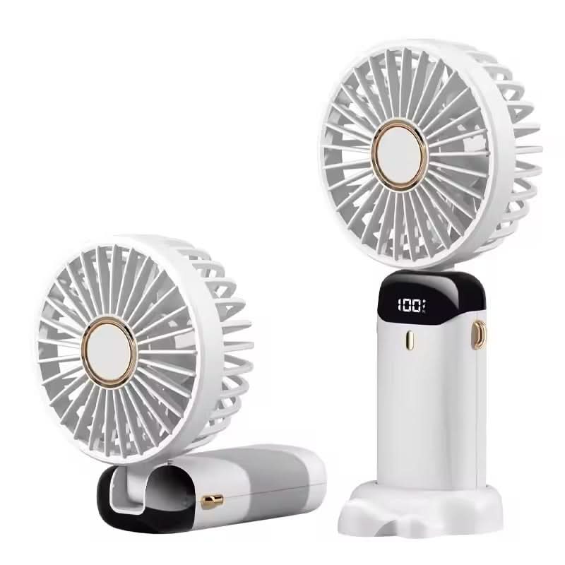 Hand Held Personal Fan With Built-In Phone Stand