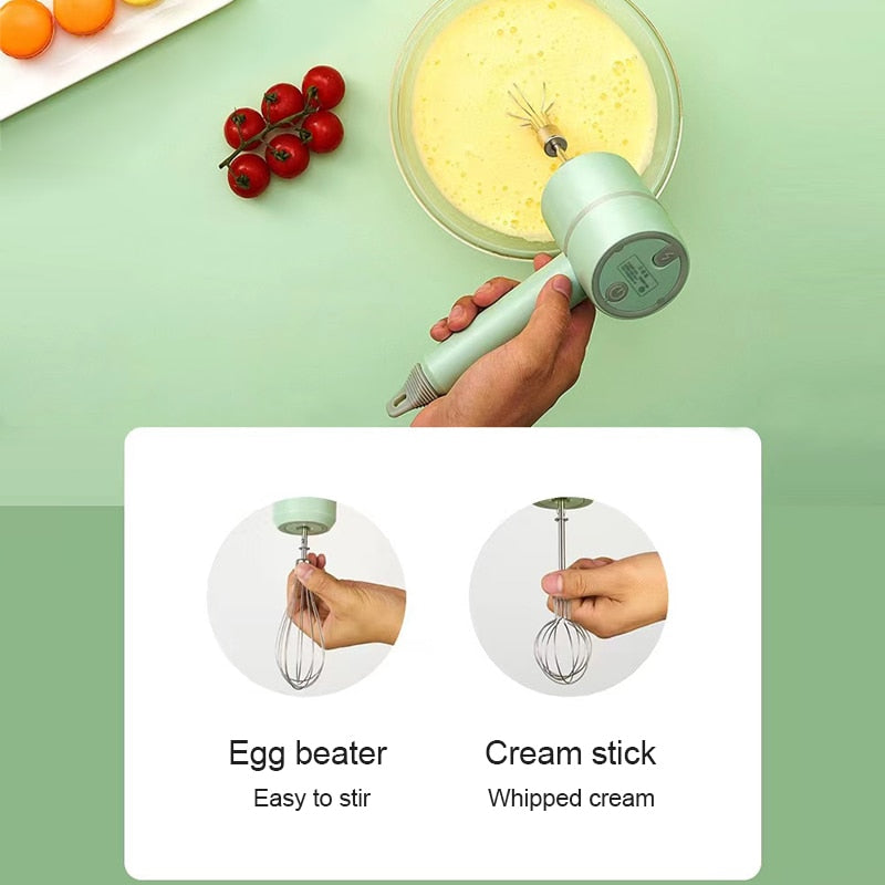 Handheld Milk Frother Electric 2-in-1 ABS Lightweight with Two Mixing Heads