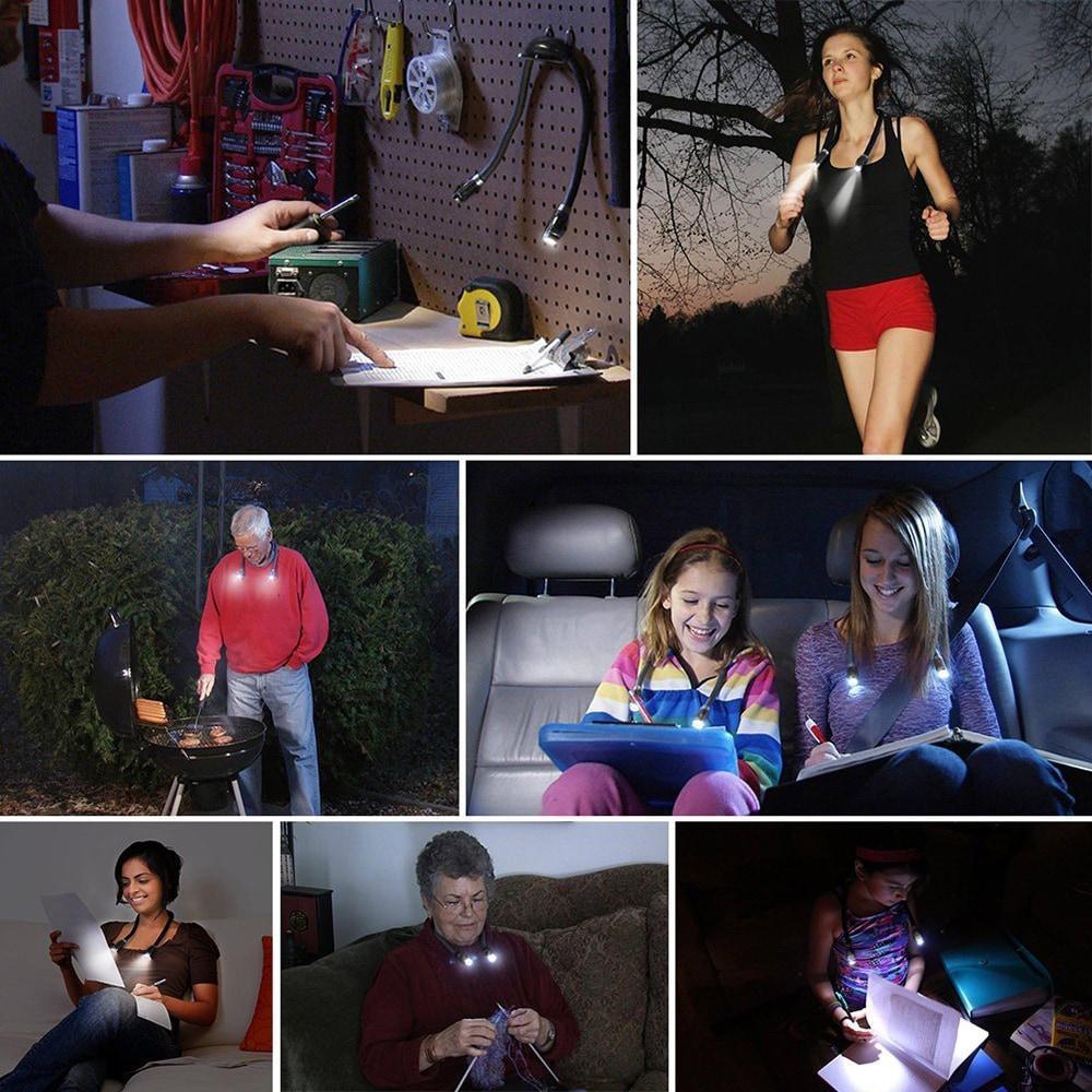 Hands-Free LED Neck Reading Light | Flexible Flex-Neck Design | Battery-Powered, Non-Disturbing Book Light for Bedtime Reading