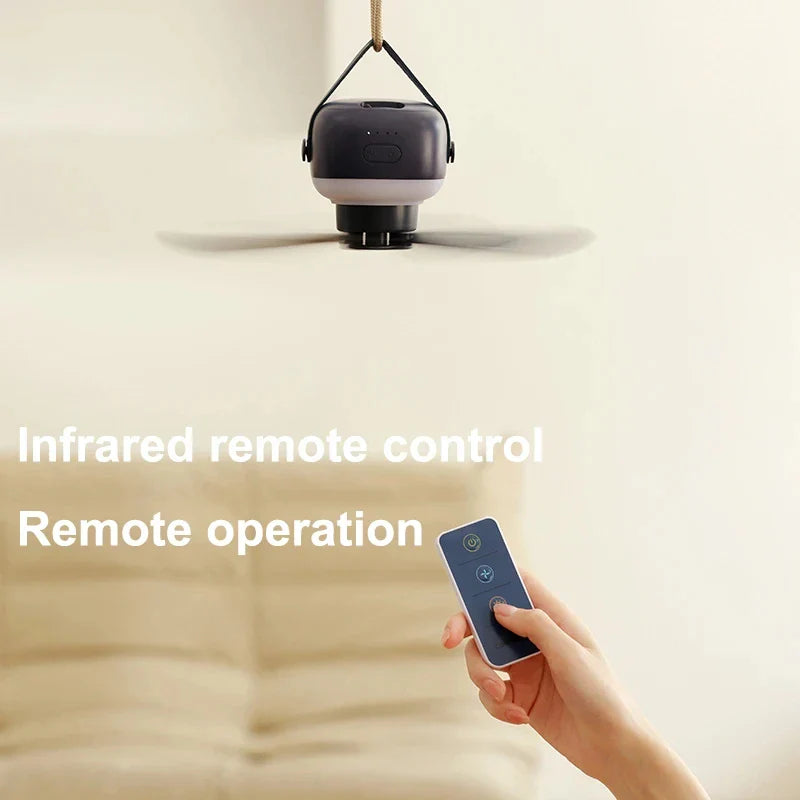 Hanging Ceiling Fan | Lit Lower Band, Carry Strap Loop