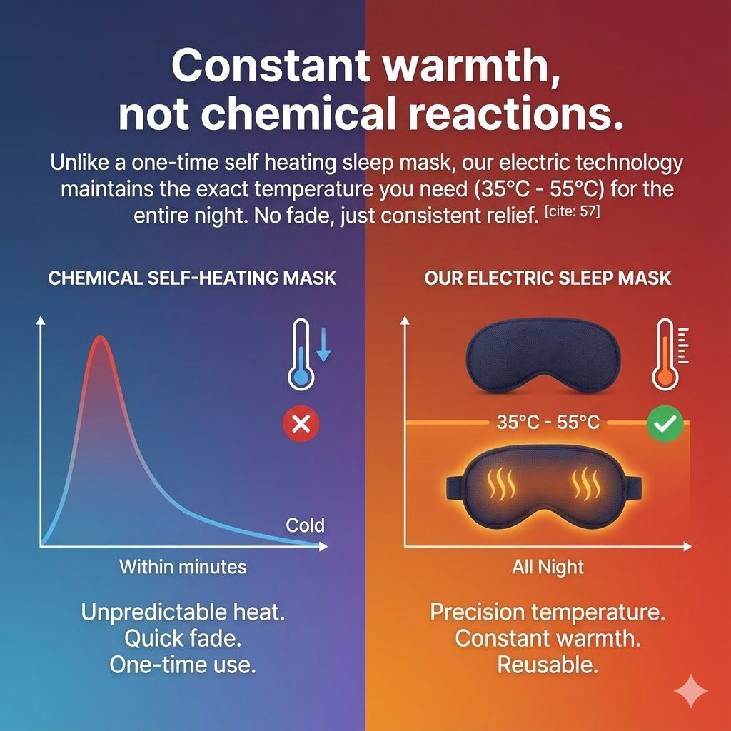Heated Eye Mask with Vibration Massage | USB-C Rechargeable, 6 Intensity Modes | 3D Contoured Blackout Therapy
