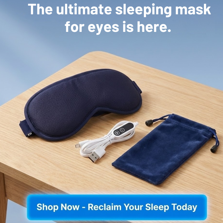 Heated Eye Mask with Vibration Massage | USB-C Rechargeable, 6 Intensity Modes | 3D Contoured Blackout Therapy