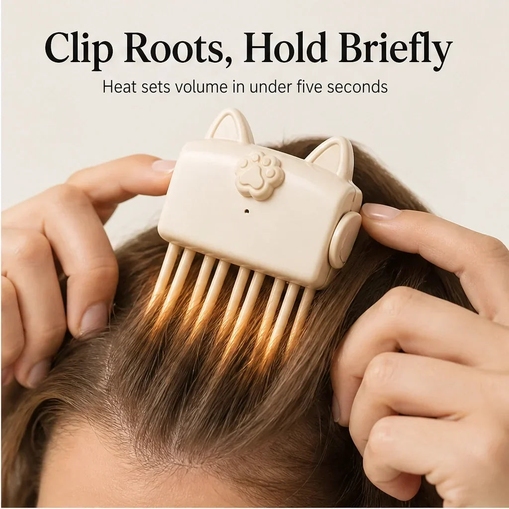 Heated Root Lift Clip | USB Rechargeable, Gentle Heat Styling | Instant All-Day Volume Boost for Fine, Flat Hair