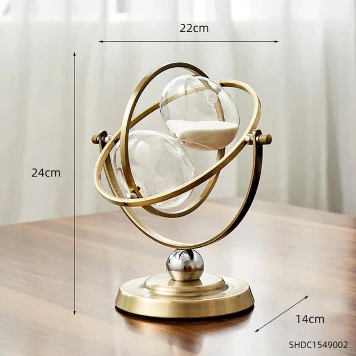 Hourglass Sand Timer | Pivoting Rings, Pedestal Base