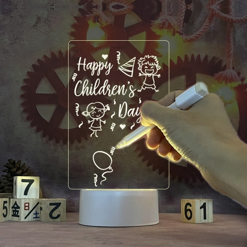 Illuminated Acrylic Writing Board | Lit Base, Wipe Pen