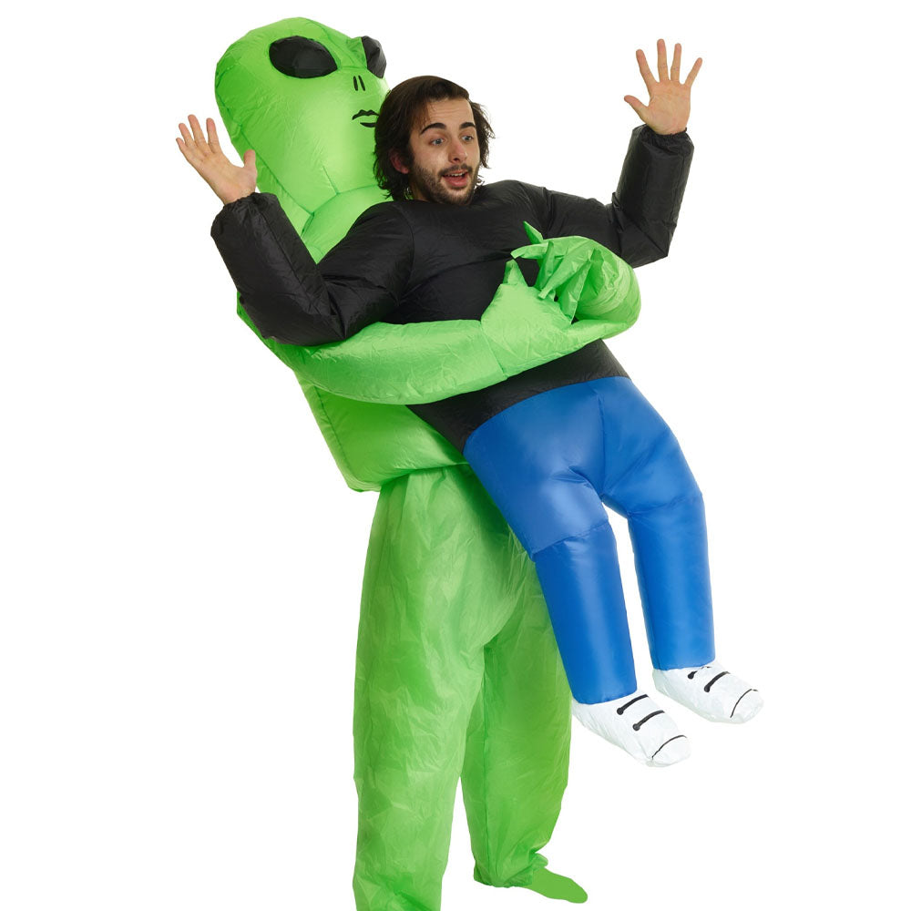 Inflatable Alien Costume for Women Halloween | Quick Inflation with 4 AA Batteries | Soft Polyester Abduction Illusion
