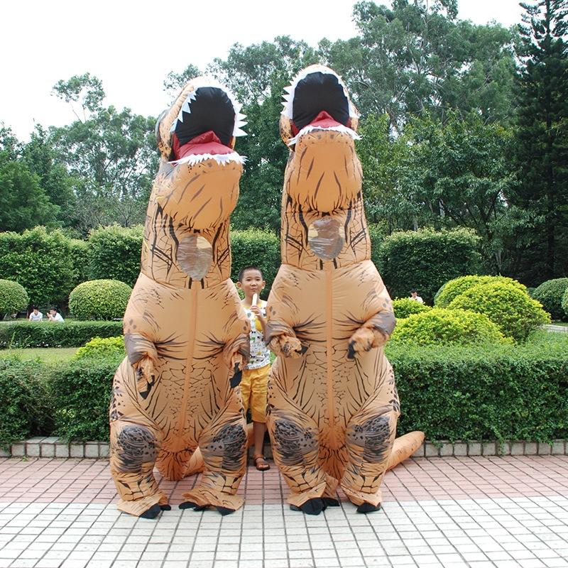 Inflatable T-Rex Dinosaur Costume for Halloween | Fan-Powered Design with Gloves Included | Lightweight Polyester
