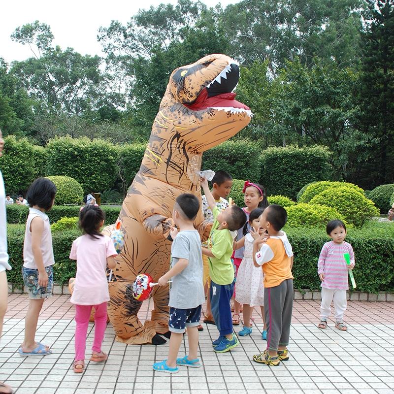 Inflatable T-Rex Dinosaur Costume for Halloween | Fan-Powered Design with Gloves Included | Lightweight Polyester