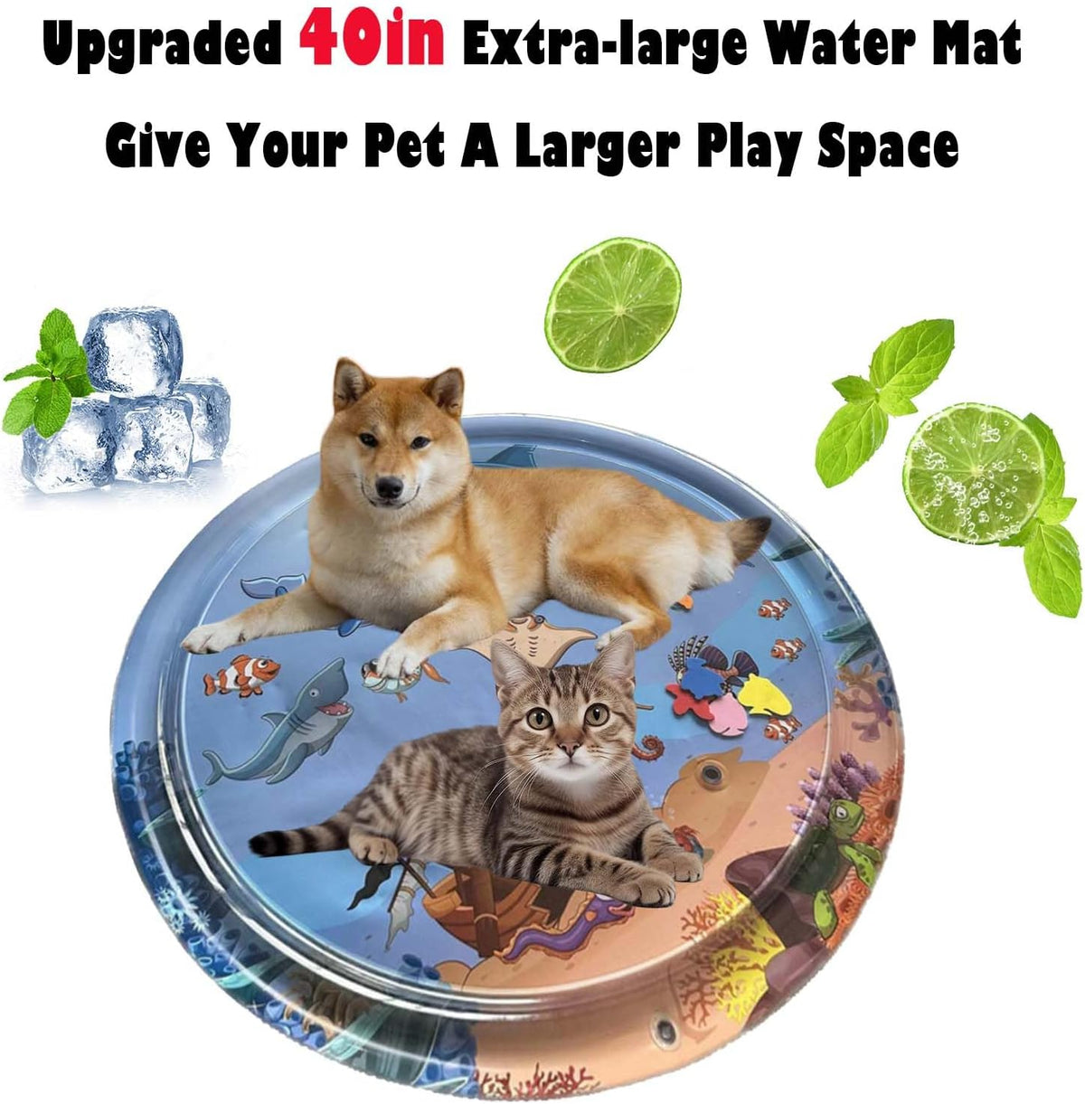 Interactive Cat Toy Inflatable PVC Cooling Mat with Floating Fish Chase