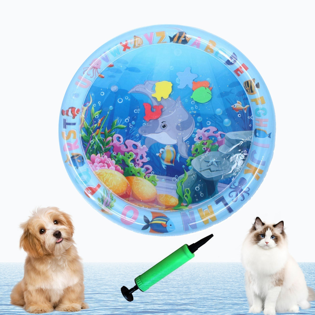 Interactive Cat Toy Inflatable PVC Cooling Mat with Floating Fish Chase