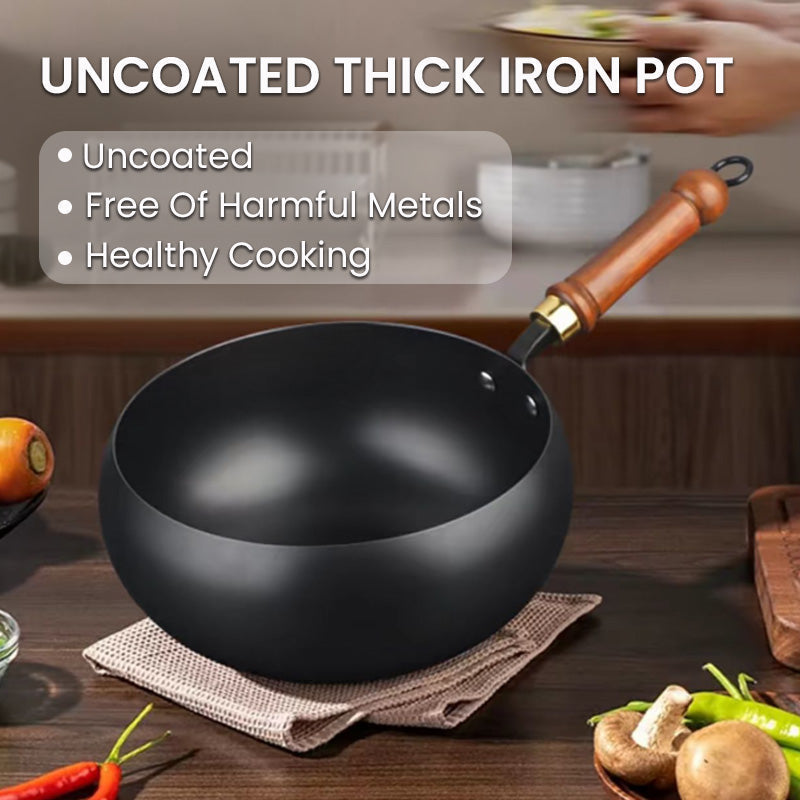 IronPot Pro | Traditional Carbon Steel Wok with Wooden Handle