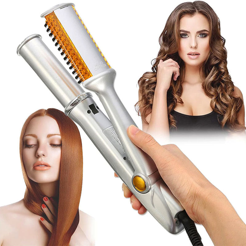 2-in-1 Rotating Hair Brush for Straightening and Styling | Rapid Heat-Up, Reduces Frizz | Smooth, Shiny Results in Minutes 2