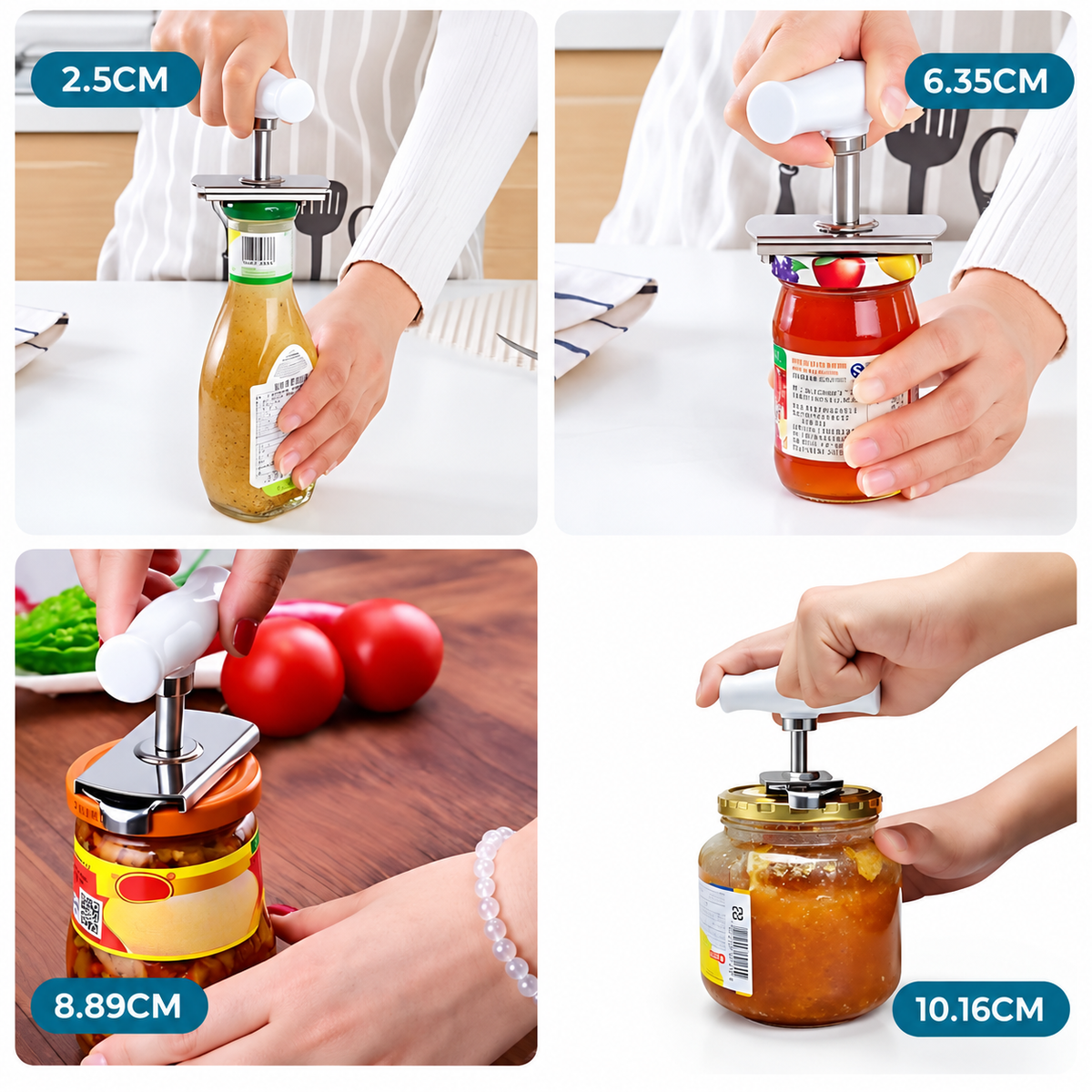 Jar and Bottle Opener Stainless Steel | Adjustable Clamp Grips Lids 2.5-9.5cm | Effortless Opening, No Hand Strain