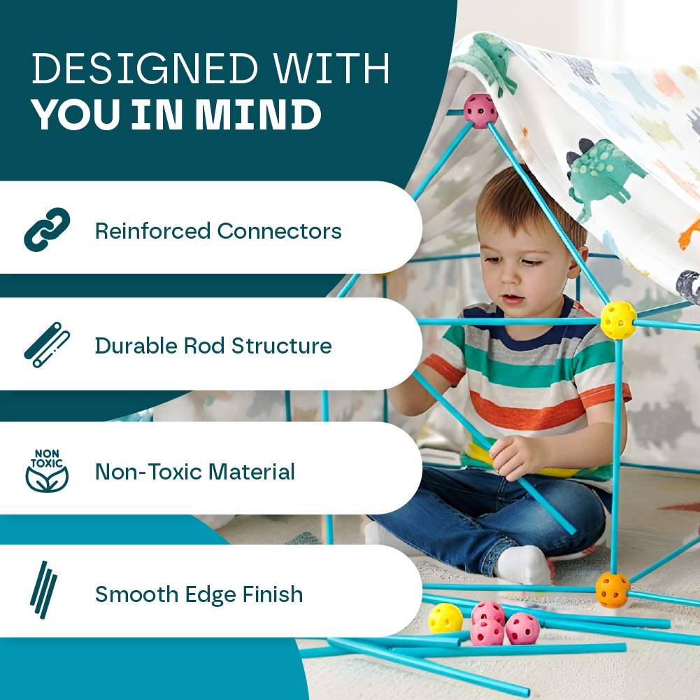 Kids DIY Fort STEM Building Kit Toy | Construction Fort with Playhouse Cover