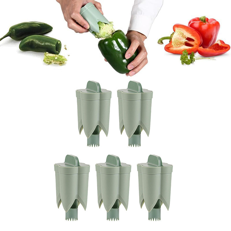 Kitchen Gadget Fruit Pepper Corer 2-in-1 ABS with Finger-Friendly Design