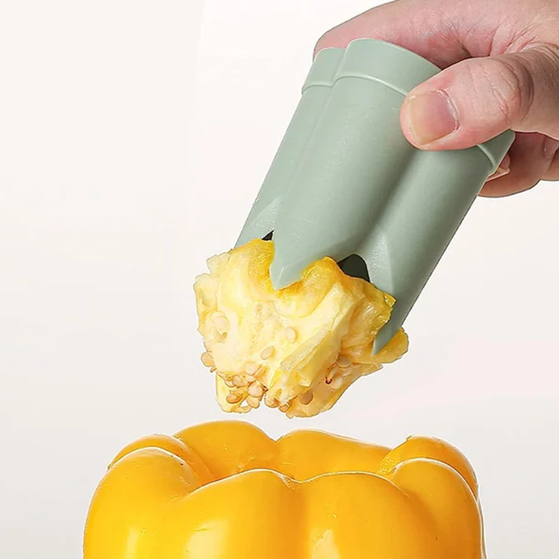 Kitchen Gadget Fruit Pepper Corer 2-in-1 ABS with Finger-Friendly Design