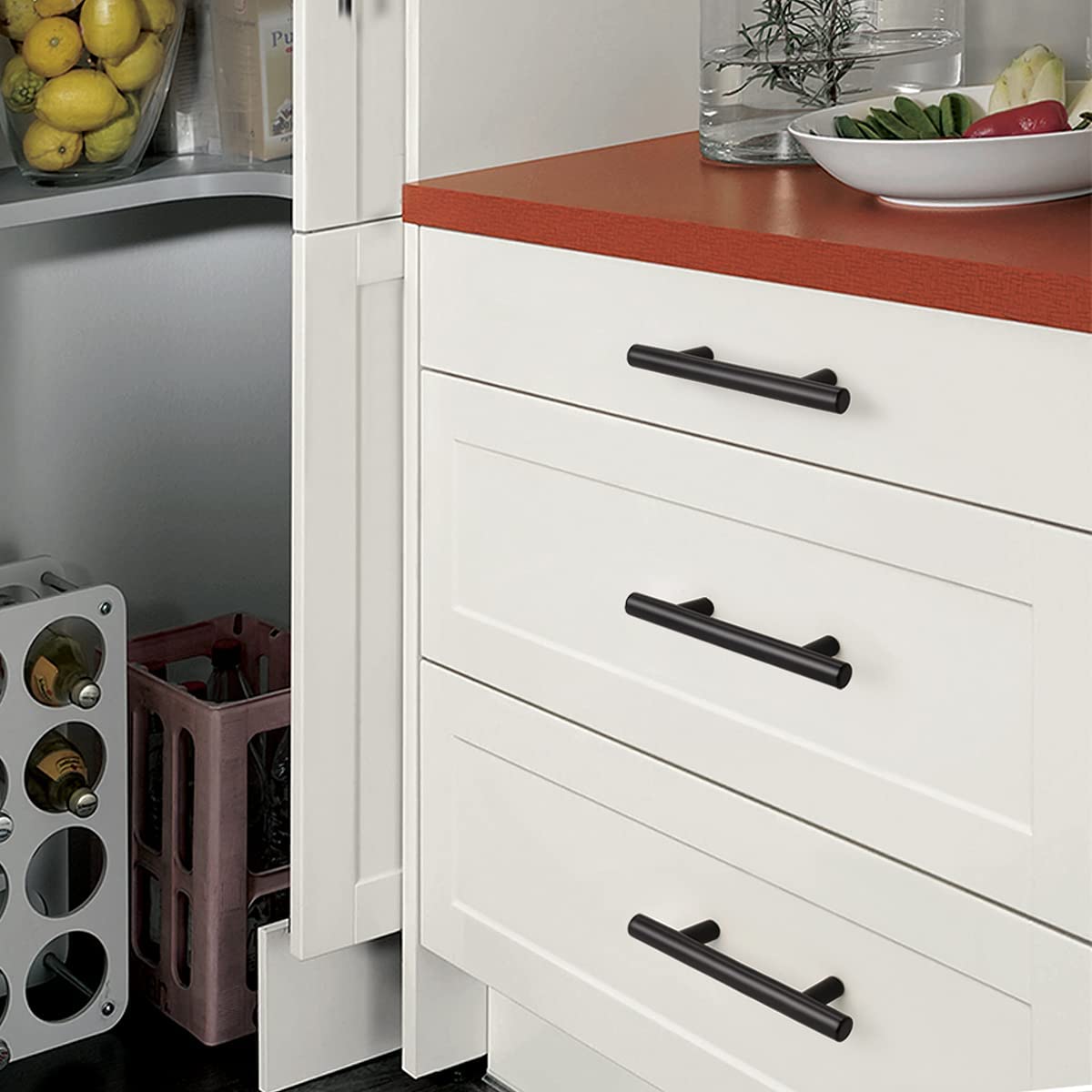 Kitchen Handles | Black Stainless Steel T-Bar Cabinet Pull Handles