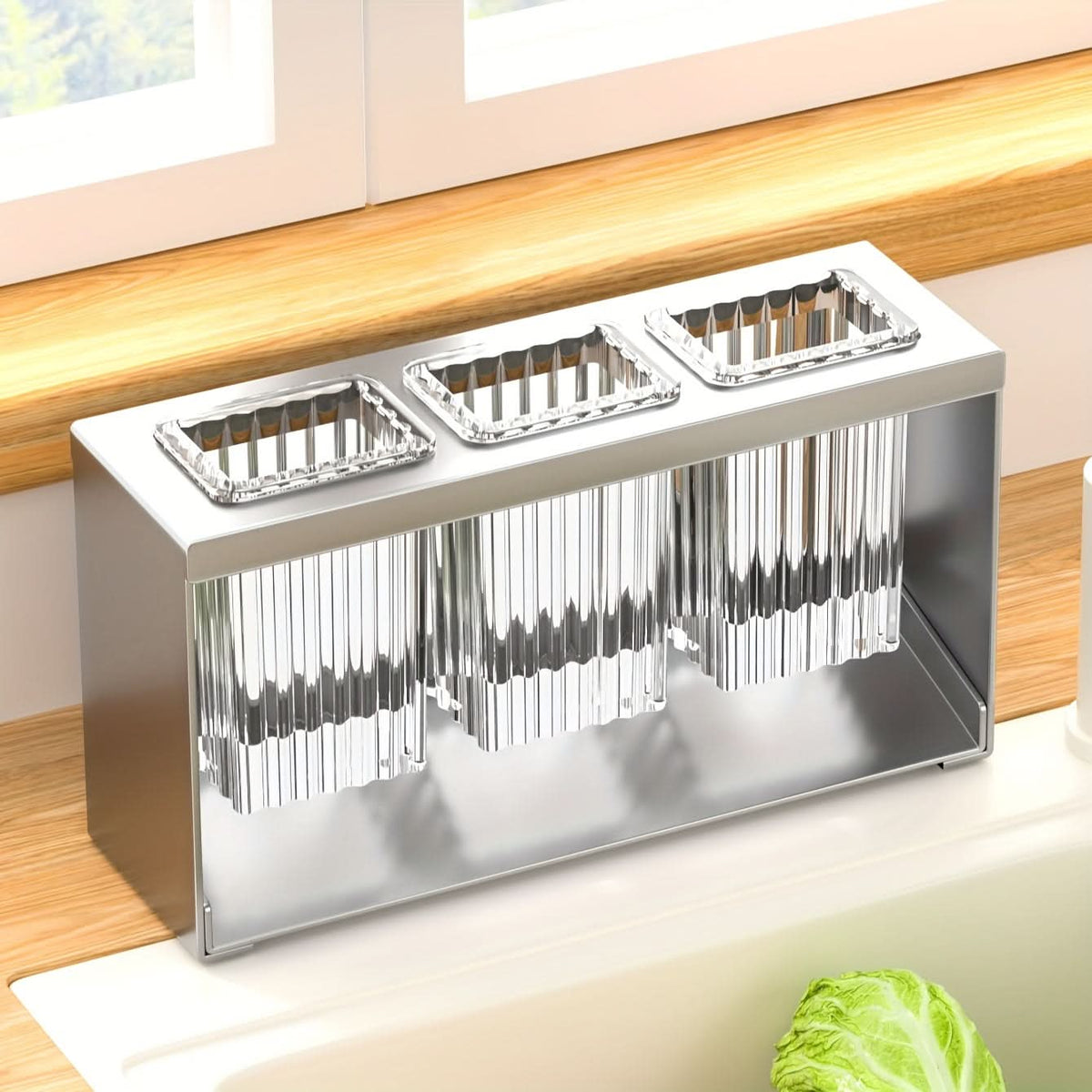 Kitchen Organizer Chopstick Holder Compact Plastic with Water Drain Design