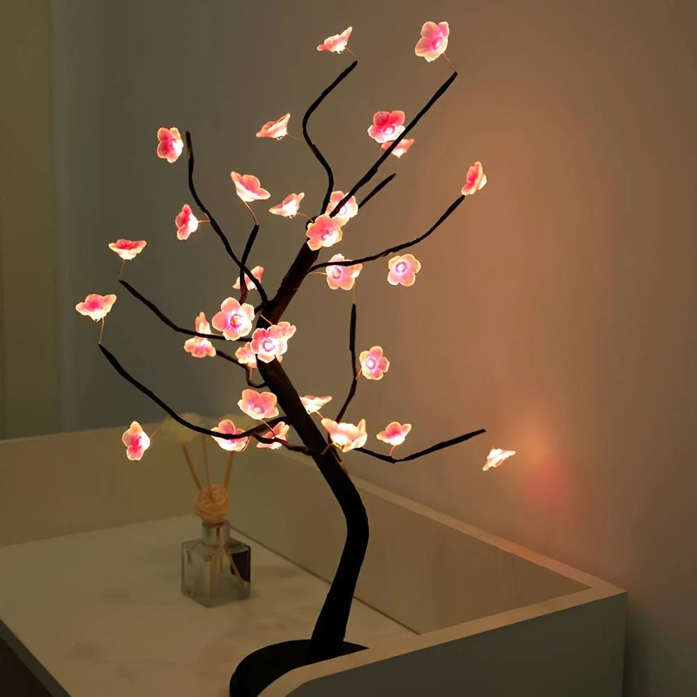 LED Blossom Branch Light | Bendable Wire Branches, 72 Warm White LEDs | USB or 3 x AA Battery Powered, Touch Switch