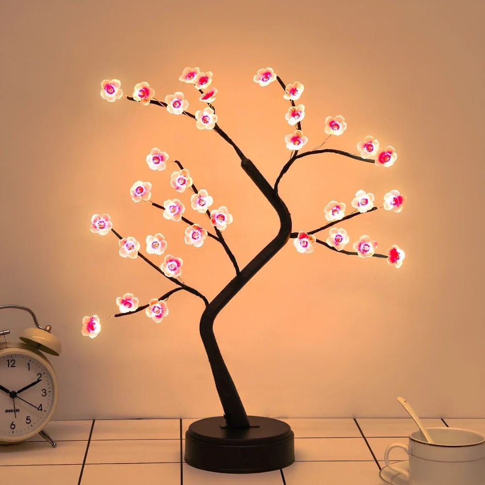 LED Blossom Branch Light | Bendable Wire Branches, 72 Warm White LEDs | USB or 3 x AA Battery Powered, Touch Switch