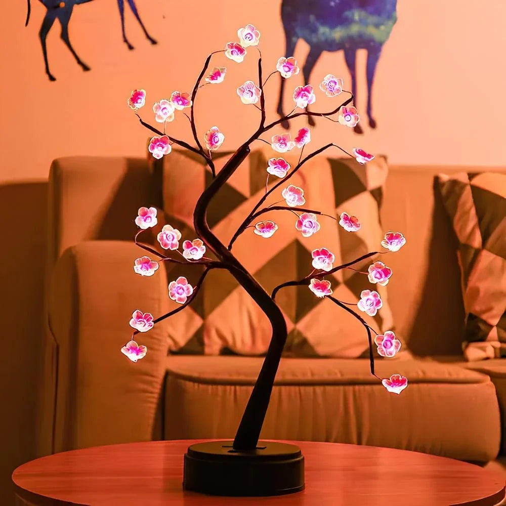 LED Blossom Branch Light | Bendable Wire Branches, 72 Warm White LEDs | USB or 3 x AA Battery Powered, Touch Switch