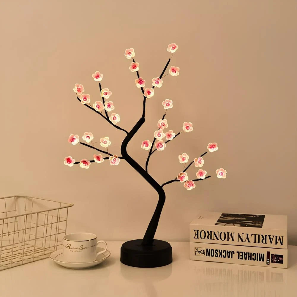LED Blossom Branch Light | Bendable Wire Branches, 72 Warm White LEDs | USB or 3 x AA Battery Powered, Touch Switch
