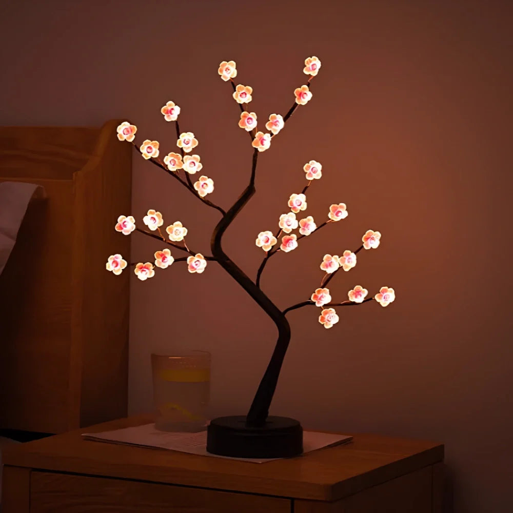 LED Blossom Branch Light | Bendable Wire Branches, 72 Warm White LEDs | USB or 3 x AA Battery Powered, Touch Switch