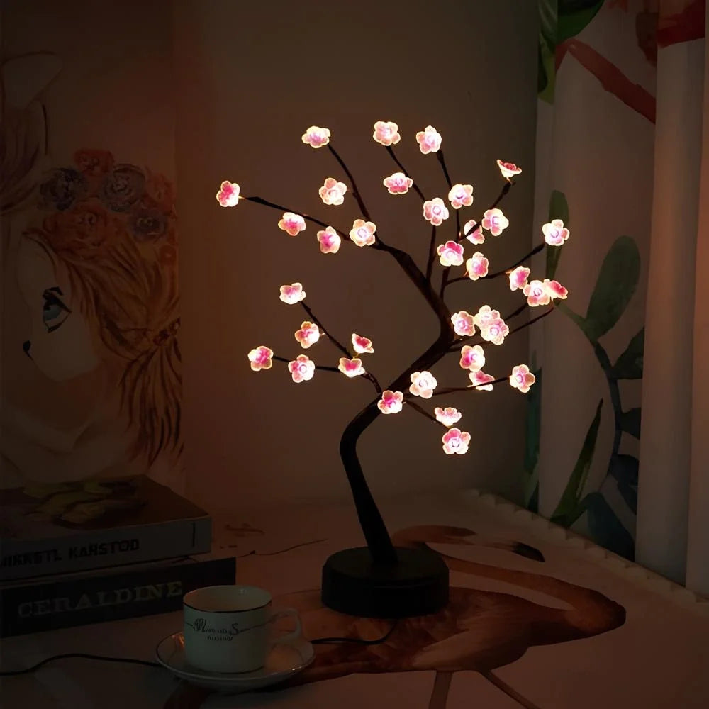 LED Blossom Branch Light | Bendable Wire Branches, 72 Warm White LEDs | USB or 3 x AA Battery Powered, Touch Switch