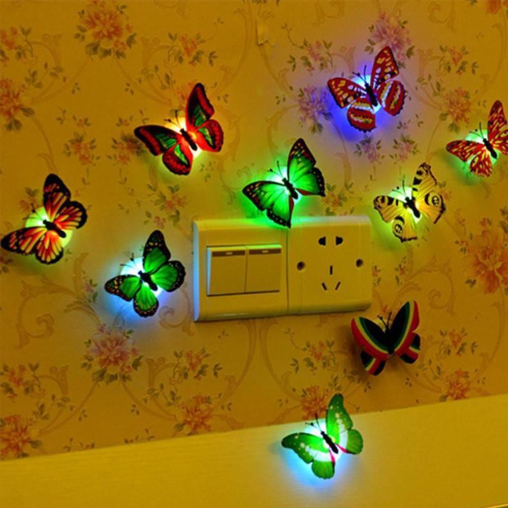 LED Butterfly Wall Lights Battery Operated Set with Adhesive Backing